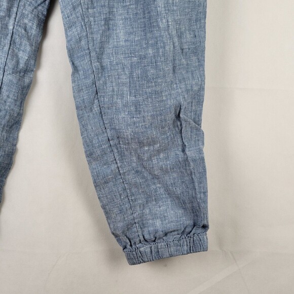 Athleta Cabo Linen Jogger Size 12 Chambray Blue 100% Linen Zip Pockets Mid Rise - Picture 6 of 9